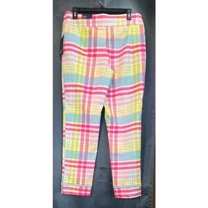 Crown & Ivy Women’s 12 Pink Colorful Maddi Plaid Vacation Preppy Pants